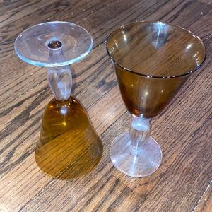 Artland  Iris Amber Stemware Set of 2 Water/Wine Goblets / Show stopping-